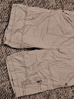 Calvin Klein Men's Beige Cargo Shorts with Zip Pocket